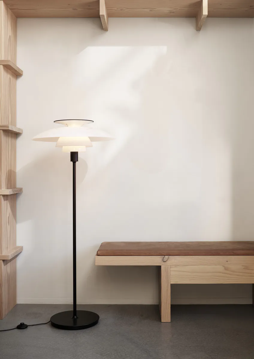 Louis Poulsen PH 80 Gulvlampe, Hvit Opal/Sort