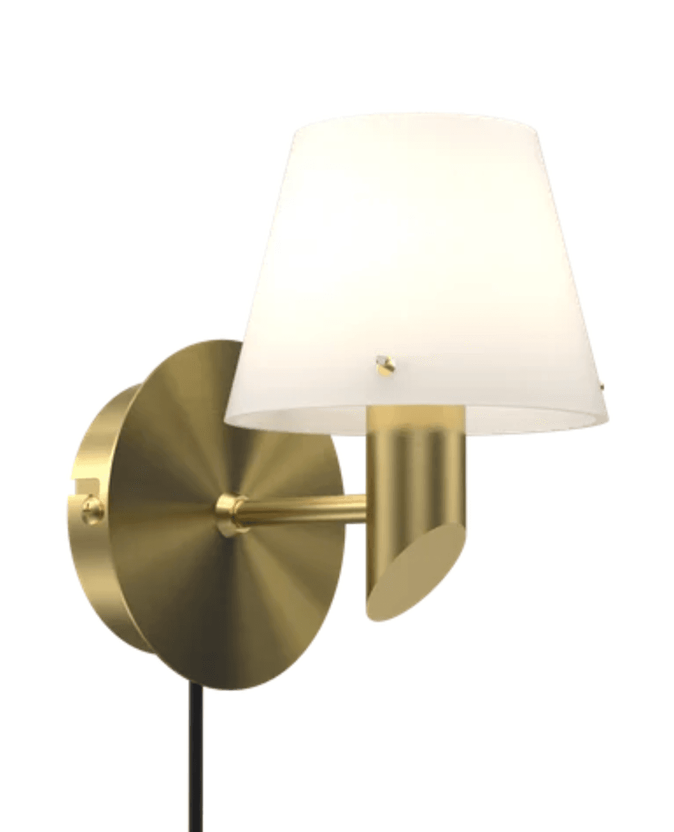 Herstal - Gil vegglampe i satinert messing / opalglass