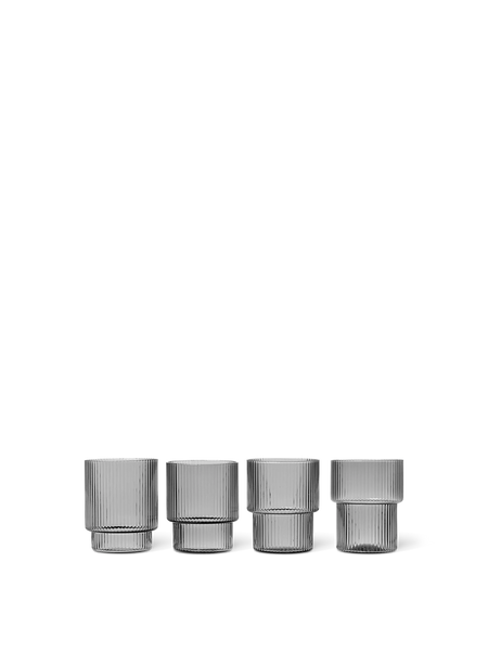 Bilde av Ferm Living Ripple glasses - 4 pk - smoked grey