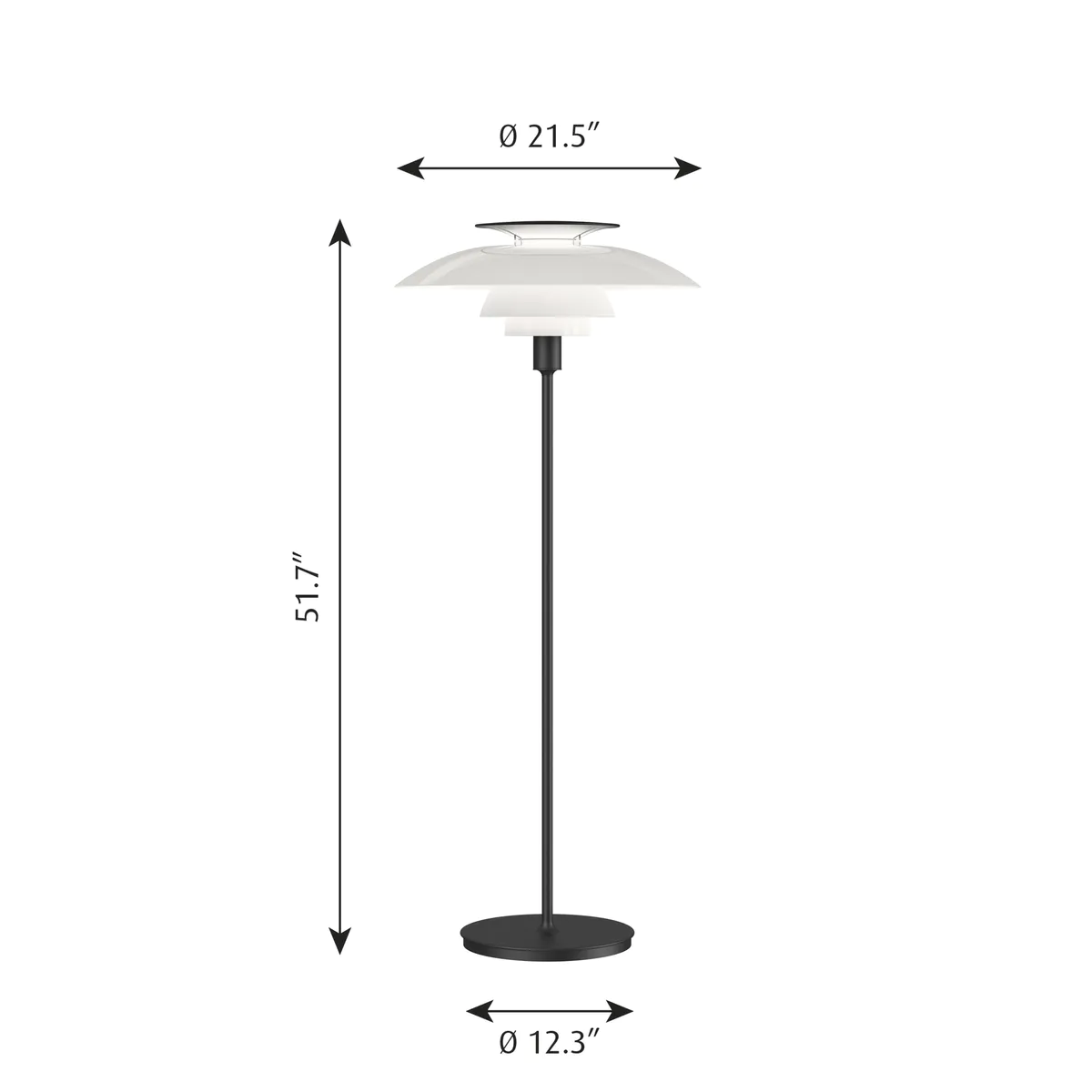 Louis Poulsen PH 80 Gulvlampe, Hvit Opal/Sort