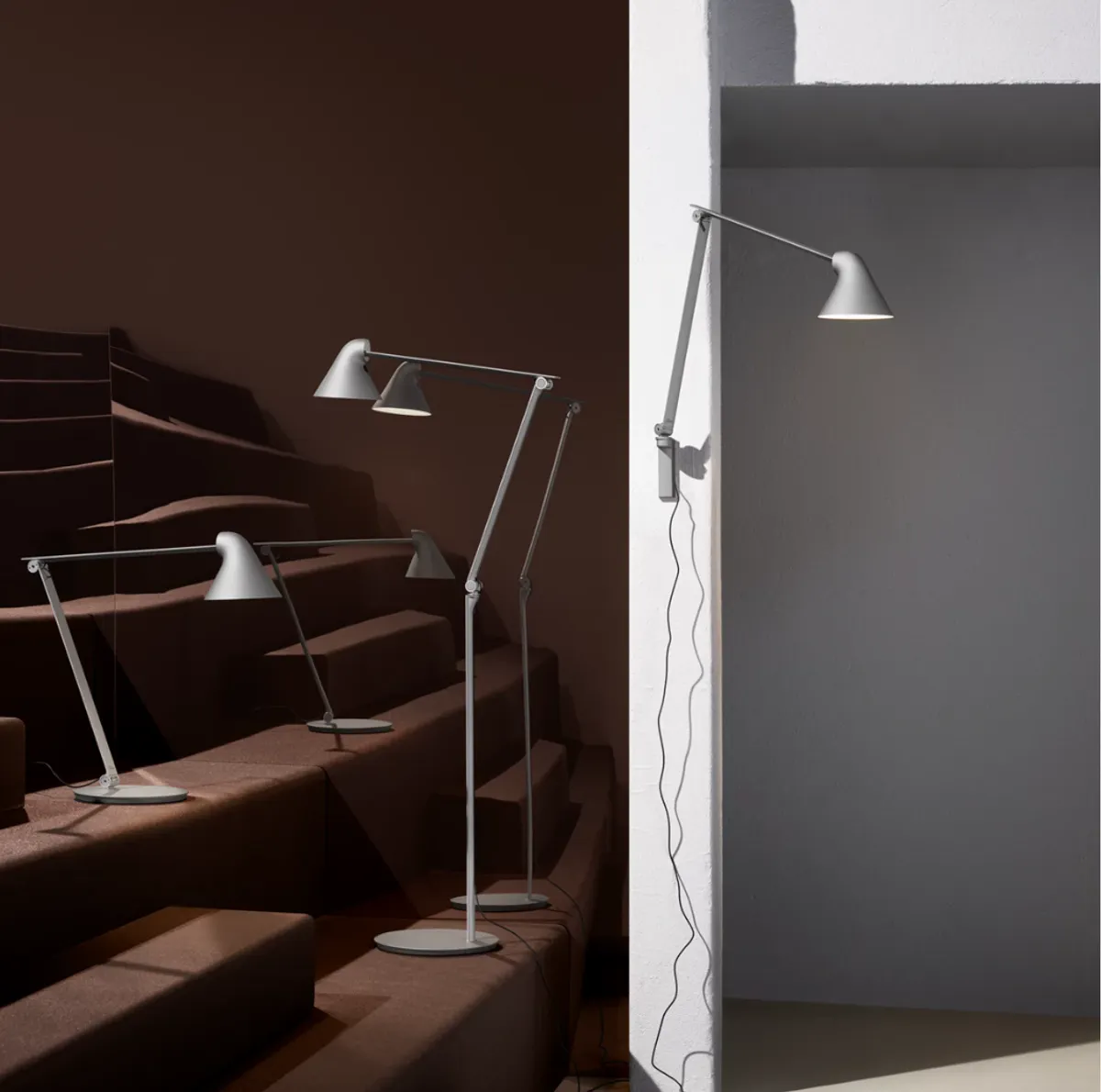 Louis Poulsen NJP Bordlampe, Lys Grå Aluminium